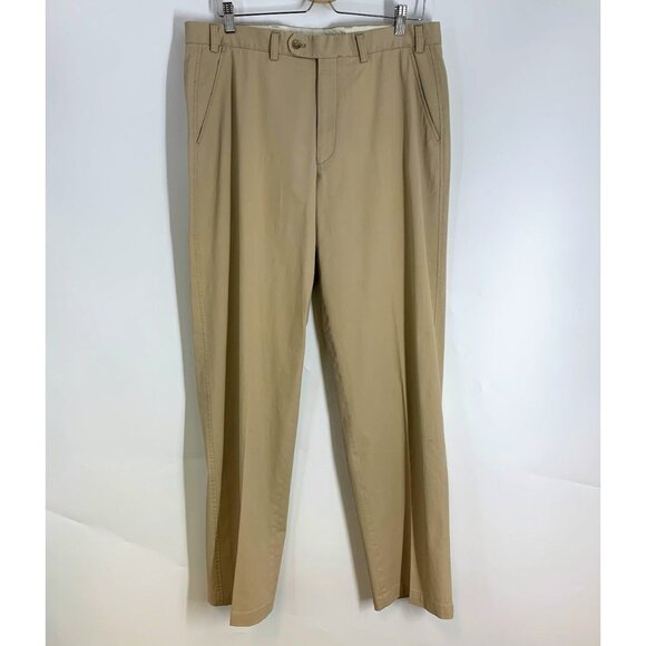 Hiltl Men's Flat‎ Front Cotton Stretch Slash Pocket Cool Chino Slacks Size 34 - Picture 1 of 14